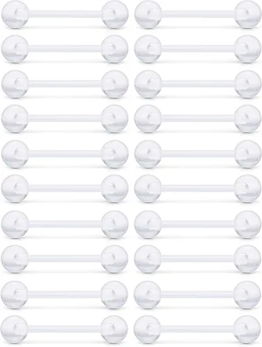 Vista 6 de Piercing de lengua de plástico 16G 14G para pezón, anillo de lengua recta de acrílico flexible, aro para pezón, barra de embarazo, piercing