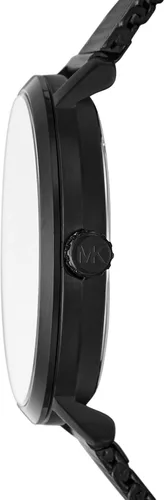 Vista 3 de Michael Kors Blake Reloj de acero inoxidable de tres manillas con correa de cuero Negro