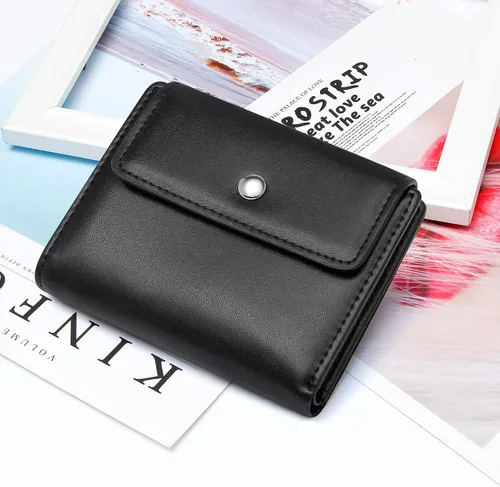 Vista 6 de GEEAD Billeteras pequeñas de piel sintética con bloqueo RFID para mujer, cartera delgada para múltiples tarjetas para mujer con bolsillo