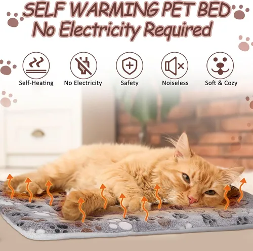 Vista 3 de VitalCozy Paquete de 2 tapetes autocalentables para gatos, almohadilla autocalentable, reversible, lavable a máquina, refleja el calor corporal