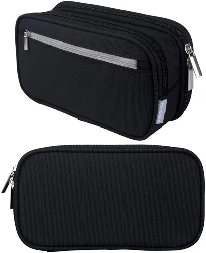 Vista 2 de Estuche para lápices de gran capacidad, bolsa grande de almacenamiento para lápices, bolsa con 3 compartimentos multifuncionales, estuches