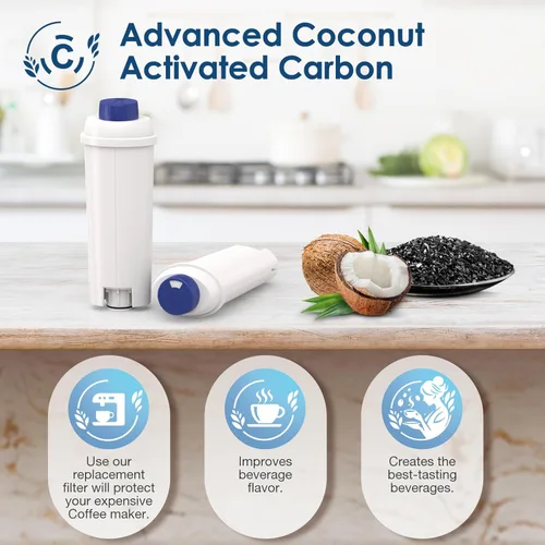Vista 6 de Reemplazo de filtro de agua DLSC002 compatible con filtro de máquina de café Delonghi, suavizador de carbón activado para De'longhi Magnifica evo