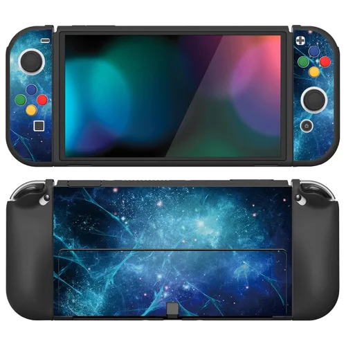 Vista 16 de PlayVital ZealProtect - Funda protectora suave para Nintendo Switch OLED, protector flexible Joycon Grip Cover para Nintendo Switch OLED con tapas