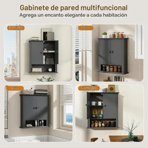 Vista 7 de Gabinete de pared del cuarto de baño, sobre el almacenamiento del inodoro Gris medio