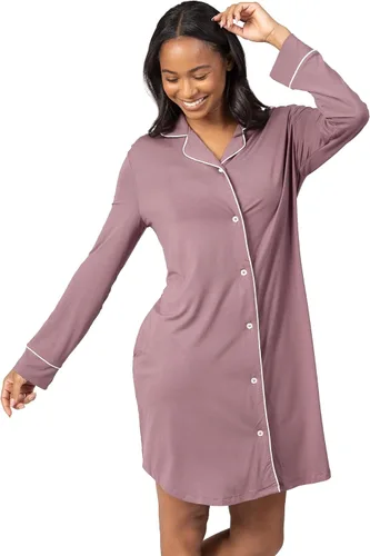 Vista 2 de Kindred Bravely Camisón de lactancia con botones Clea Camisón de maternidad de manga larga