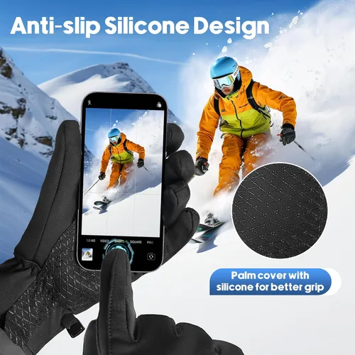 Vista 4 de ZUGM Los mejores guantes para clima frío, guantes de invierno aislantes, pantalla táctil de 3 dedos y 5 capas térmicas y regalos para hombres