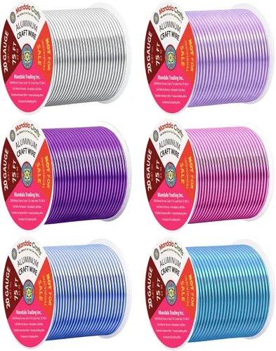 Vista 41 de Mandala Crafts - Alambre de aluminio anodizado de calibre 22 para hacer joyas - 137.2 m de alambre flexible surtido y coloreado - Doble para bonsái