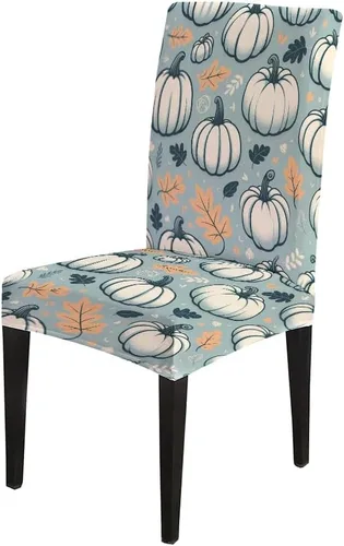 Vista 70 de CAPSCEOLL Christmas Dining Chair Covers,Snowflakes Festive Winter Pattern Stretch Chair Covers for Dining Room Set of 2 Washable Spandex Parson