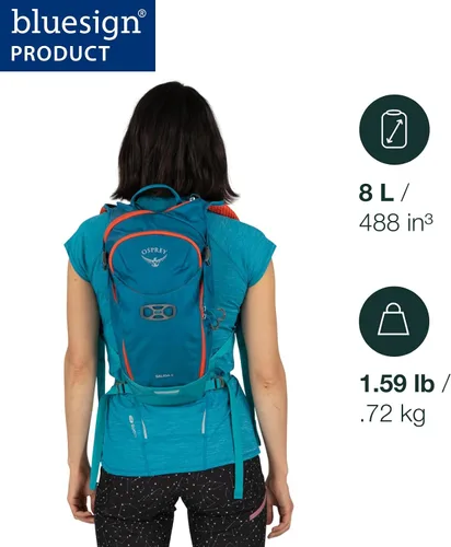 Vista 2 de Osprey Salida 8L Mochila de ciclismo para mujer con depósito hidráulico, color gris Space Travel Space Travel Gris