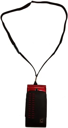 Vista 4 de Cordón colgante alrededor del cuello con parte superior abierta negro y rojo se adapta a Kyocera Dura XT
