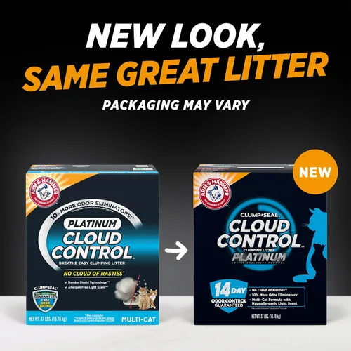 Vista 2 de ARM & HAMMER Cloud Control Platinum Arena para gatos, para gatos múltiples, 37 libras Arena aglutinante, hipoalergénica, sin polvo, control