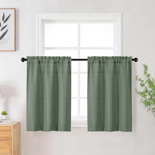 Vista 40 de Cortinas de lino para dormitorio y sala de estar de 96 pulgadas de largo, juego de 2 paneles, con bolsillo para cortinero, filtrado de luz, textura