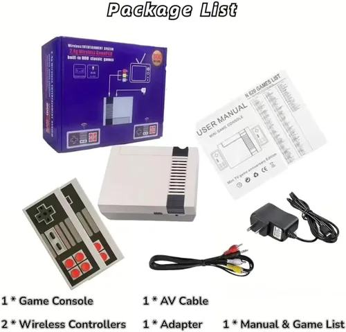Vista 5 de Classic Retro Game Console Built 621Classic Video Games,Av Output Handheld Game System with Dual Wireless Controllers,Plug and Play.