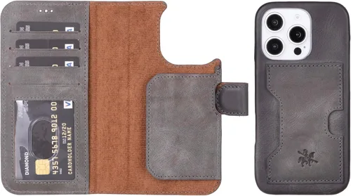 Vista 143 de Venito Florence - Funda de piel compatible con Samsung Galaxy S9, extra segura con bloqueo RFID, cartera desmontable para teléfono (gris decolorado)