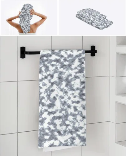 Vista 7 de Abstract Grey Bath Towels for Bathroom Set - Luxury Towels Gifts for Women,Quick Dry Beach Kitchen Hand Hair Face Yoga Workout Gym Towel and Dish