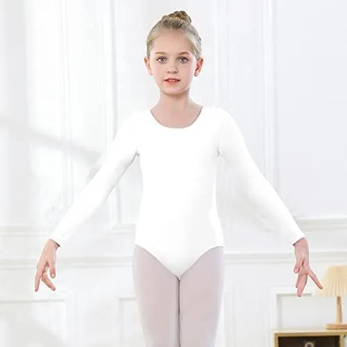 Vista 2 de YgneeDom Leotardo de manga larga para niñas, disfraz de gimnasia de baile de 3 a 12 años