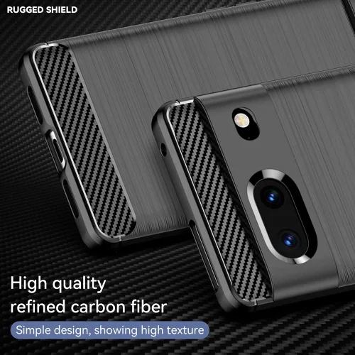 Vista 4 de Funda para Google Pixel 6A, Google Pixel 6A, funda de TPU de fibra de carbono suave de silicona protectora antiarañazos, a prueba de golpes, funda