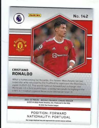 Vista 2 de CRISTIANO RONALDO 2021-22 Mosaico Panini English Premier League EPL Tarjeta de fútbol #142 Manchester United Portugal Al-Nassr FC