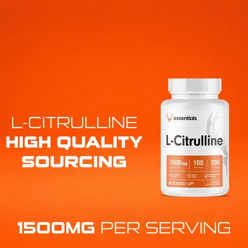 Vista 5 de Bucked Up L-Citrulina 200 cápsulas 1500 mg por porción Sin gluten Sin OMG Probado por terceros Suplemento de citrulina premium para uso