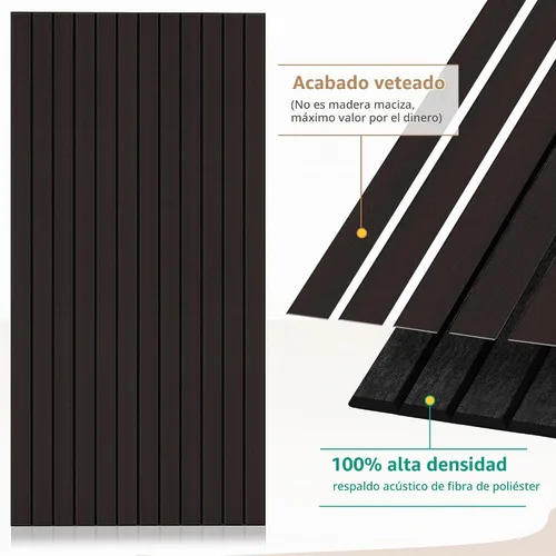 Vista 4 de Paneles acústicos de chapa de madera, paquete de 4 paneles de sonido de 47.2 x 23.6 pulgadas, paneles decorativos de madera grandes para pared