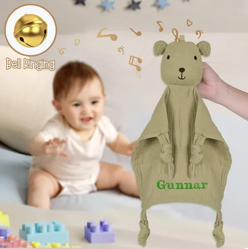 Vista 4 de Bear Loveys para bebés, mantas de seguridad para bebés, suaves para niños y niñas, regalos para baby shower, regalos personalizados para bebés
