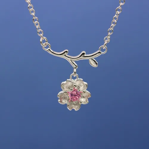 Vista 3 de Uloveido Juego de pendientes y collar de flores de piedra de cristal rosa púrpura para mujeres nupciales chapado en oro blanco DT340