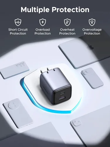 Vista 6 de UGREEN Cargador USB C de 35 W para iPhone 17 de carga rápida, Nexode 2 puertos GaN plegable PPS compacto y rápido bloque de cargador de pared