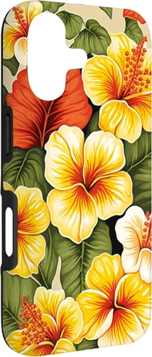 Vista 3 de Hawaiian Tropical Yellow Red Hibiscus Plumeria Case for iPhone 17
