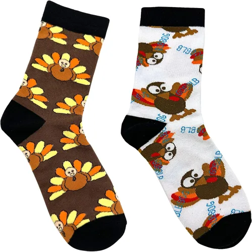 Vista 7 de Camlinbo 2 pares de calcetines de Acción de Gracias, calcetines de pavo, divertidos calcetines de Acción de Gracias para mujeres y hombres, disfraz