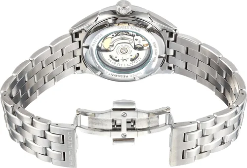 Vista 3 de Hamilton Watch Jazzmaster Reloj automático suizo con corazón abierto de 1.654 in, esfera plateada, pulsera de acero inoxidable plateado