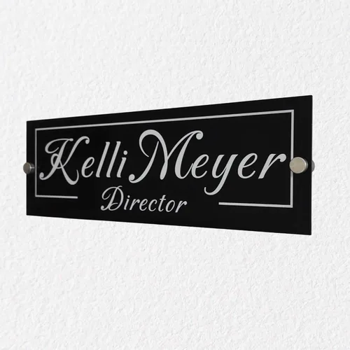 Vista 2 de Placa de identificación personalizada para puerta con logotipo de negocios, placa de identificación personalizada para letrero de pared, 2 tamaños