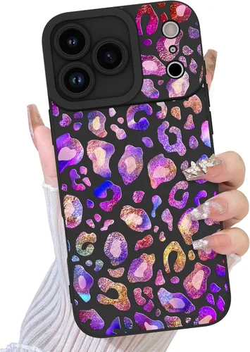 Vista 90 de TEAUGHT Compatible con iPhone 11 Funda con patrón lindo estampado de leopardo negro guepardo + protector de pantalla a prueba de golpes, funda