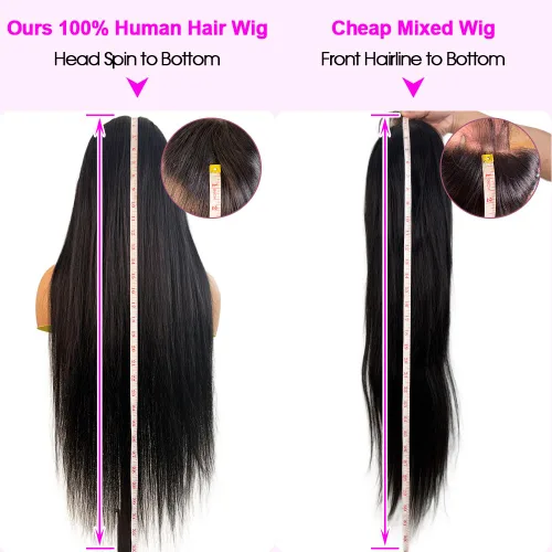 Vista 6 de Pelucas de encaje frontal HD de 13 x 6 pulgadas, densidad del 250 %, cabello humano 100% humano, sin pegamento, pelucas de cabello humano lacio