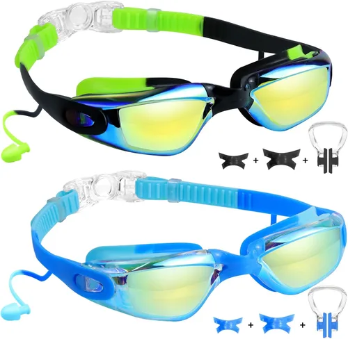 Vista 9 de Vvinca Swimming Goggles for Kids 3-15 years-2 Pack, Kids Goggles Anti-Fog/UV No Leaking Swim Goggles for Kids