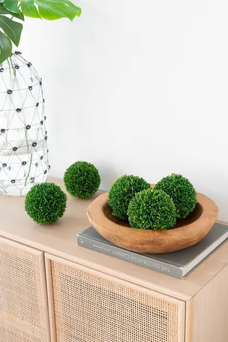 Vista 3 de A&B Home - Bolas artificiales de boj – Orbe artificial de 4 pulgadas, bolas de relleno de cuenco topiario para interiores, mesa de café, mesa