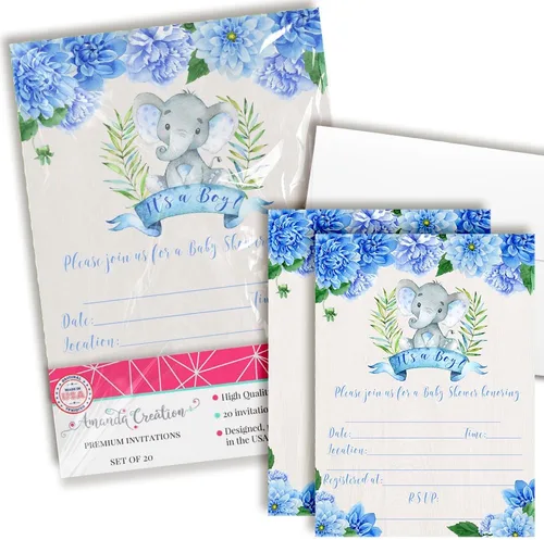 Vista 10 de AmandaCreation - Invitaciones para baby shower de Woodland Mom & Baby Bear para niños o niñas, 20 invitaciones de doble cara de 5 x 7 pulgadas