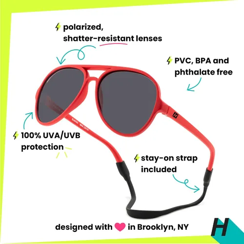 Vista 4 de Hipsterkid Polarized Baby Sunglasses with Strap for InfantToddler Flexible Frame, 100% UV Protection - Aviator, Ages 0-2