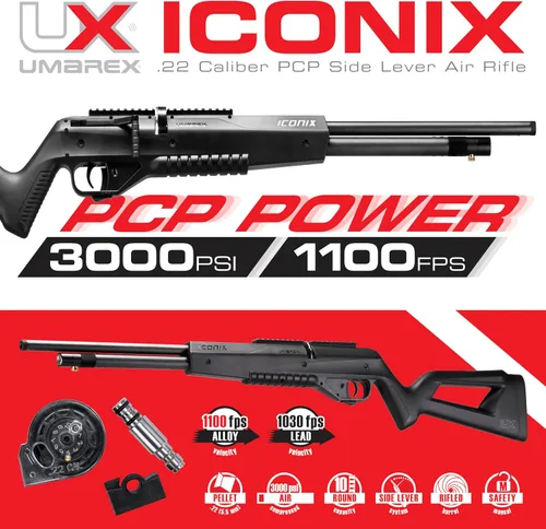 Vista 4 de Umarex Iconix - Rifle de aire PCP calibre .22 con palanca lateral