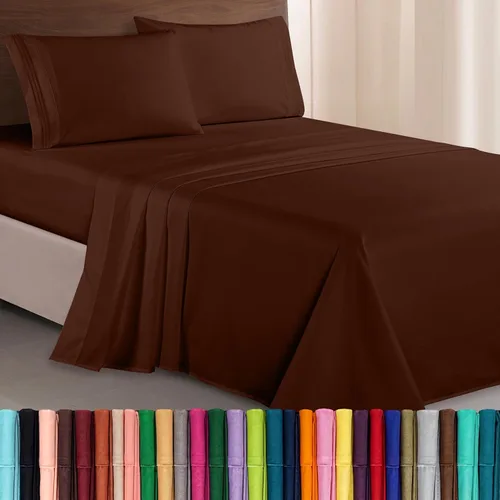 Vista 70 de Elegant Comfort Lujoso juego de sábanas de microfibra de alta calidad 1500 hoteleras bordadas de tres líneas más suaves de 4 piezas, resistente a