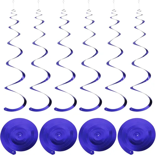 Vista 8 de MECCANIXITY 18 remolinos colgantes de fiesta negros de una sola tira para colgar decoraciones de 27.6 pulgadas, serpentinas colgantes de plástico
