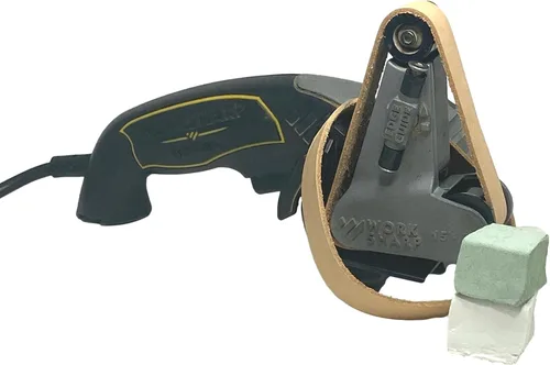 Vista 2 de Leatherbeltman - Paquete de 2 cinturones de cuero para afilar y pulir de 3/4" x 12". Se adapta a Ken Onion Work Sharp - Incluye compuestos blancos