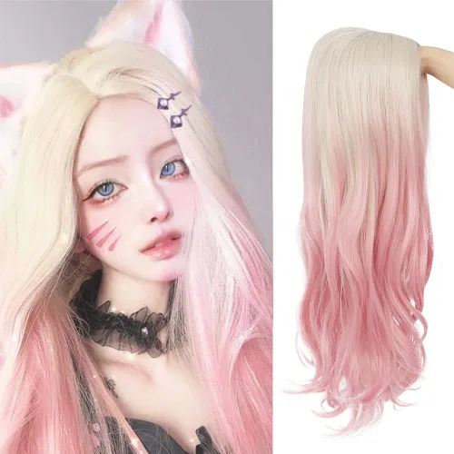 Vista 12 de Pelucas largas rizadas y onduladas de Dai Cloud, con cabello negro y reflejos blancos, de pelo sintético, resistente al calor, para mujer, para uso
