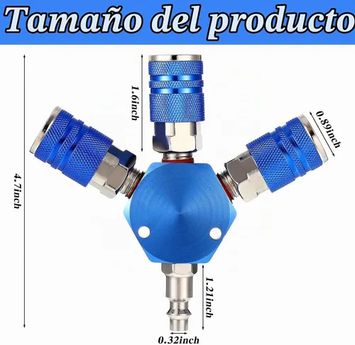 Vista 2 de 2 conectores de manguera de aire, accesorios de manguera de aire de 3 vías, accesorios de compresor NPT de 1/4 pulgadas, colector de resistencia