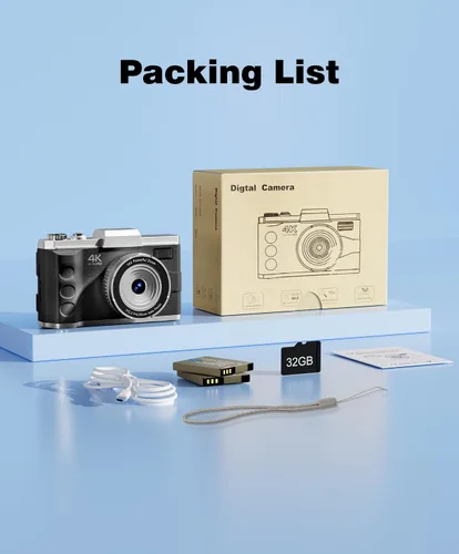 Vista 9 de Cámara Digital 4K para Fotografía, Cámara de Vlogging de 64MP con Enfoque Automático para Videos de YouTube, Cámaras Trasera y Frontal, Cámara