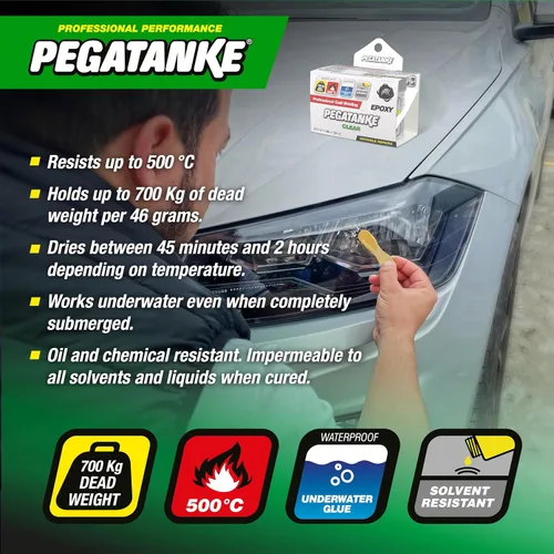 Vista 3 de PEGATANKE - Resina epoxi transparente de 2 partes Adhesivo profesional de soldadura en frío Pegamento de metal de alta resistencia para tanques