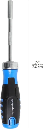 Vista 7 de Amazon Basics Juego de destornilladores magnéticos de trinquete de 12 piezas con múltiples puntas, negro, azul, plateado
