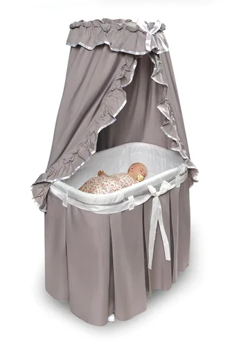 Vista 4 de Moisés para bebé con dosel Majesty de Badger Basket, Gris/Blanco