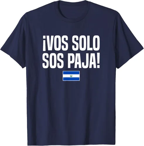 Vista 74 de Camiseta Vos Solo Sos Paja Salvadoran Slang Bandera de El Salvador, Negro