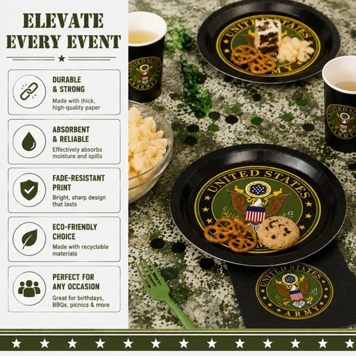 Vista 4 de Servilletas de almuerzo del ejército de los Estados Unidos (32 piezas) 32 servilletas Lg. del ejército de Estados Unidos impresas en el sello