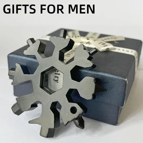 Vista 7 de Herramienta Multifuncional de Copo de Nieve 18 en 1, Rellenos de Calcetín para Hombres, Geniales Gadgets de Herramientas de Acampada para Hombres